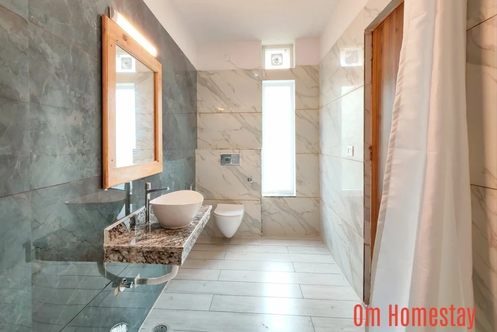 Bathroom of Om Homestay ,Rishikesh, India.