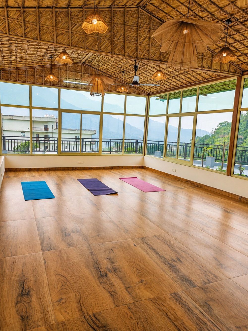 Yoga studio at Om Homestay for in-house guests in Tapovan, Rishikesh